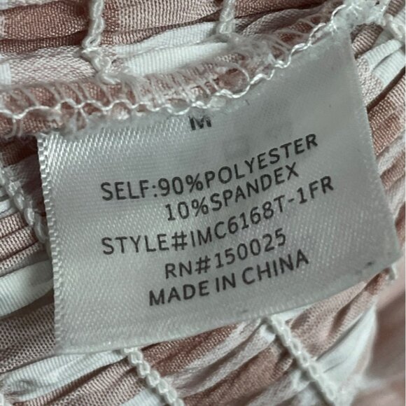 Mi Ami Women Pink Plaid Off-Shoulder Smocked Crop Top Sz M - Picture 7 of 8